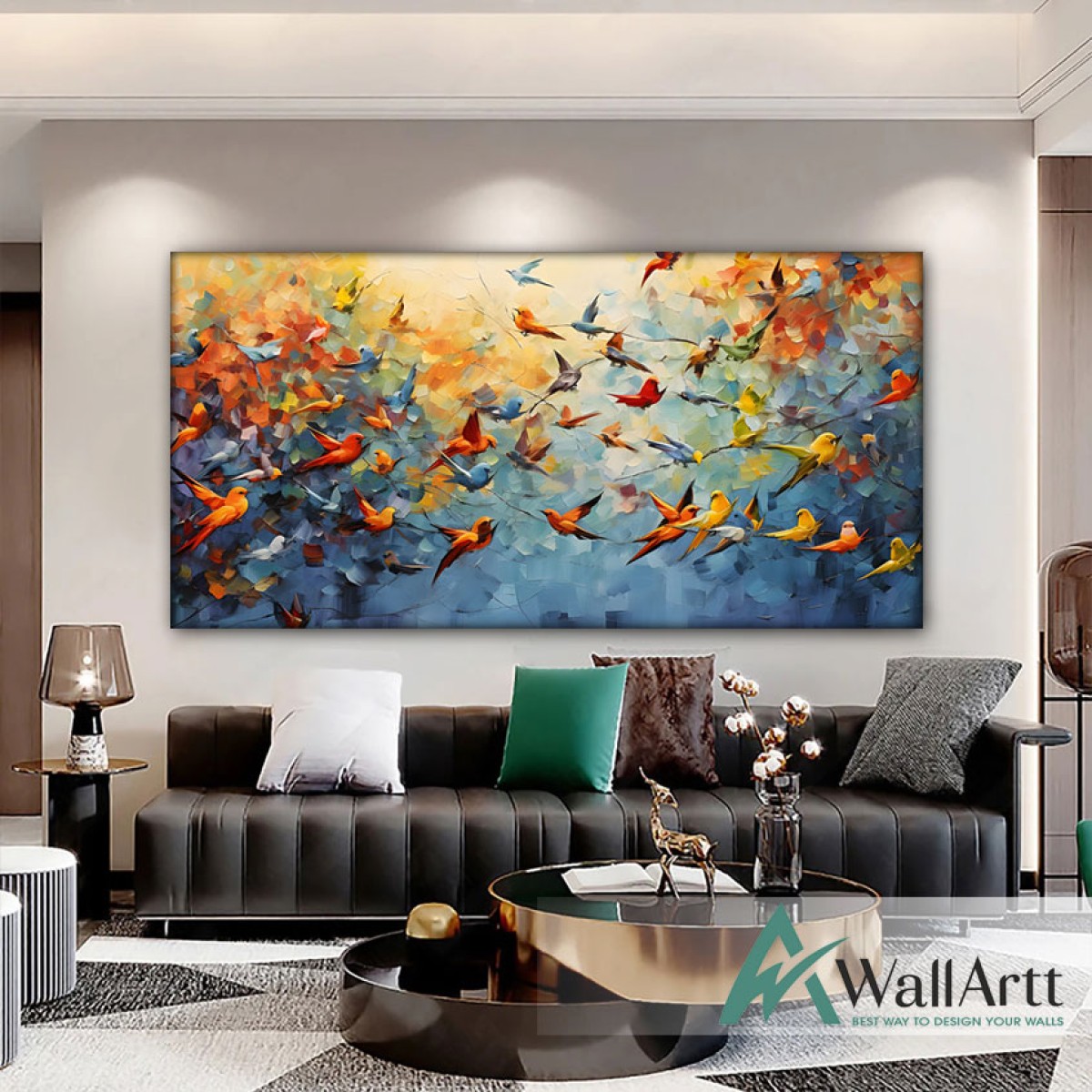 Flying Birds 3D Heavy Textured Partial Oil Painting - Wall Art 